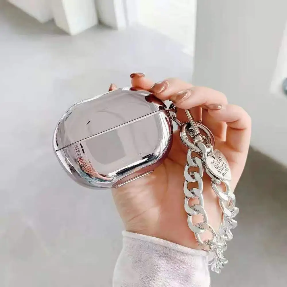 

Luxury Plating For Huawei Freebuds Pro Case Smooth Box Soft Wireless Bluetooth Earphone Protect Cover Accessories Chain Bracelet