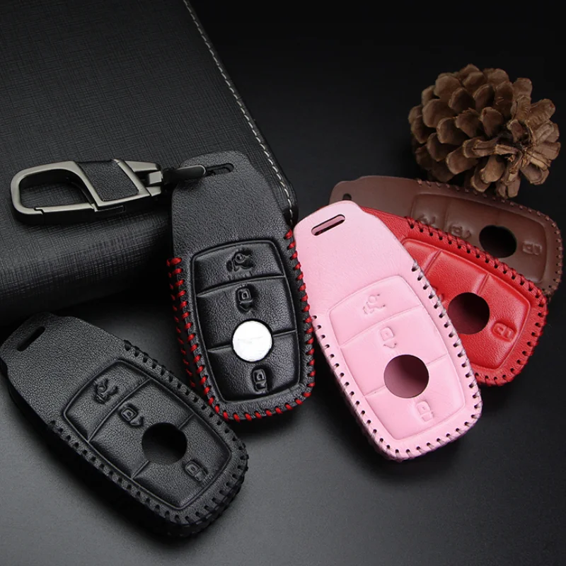 

Leather Car Remote Key Case Cover For Mercedes Benz A C E S G Class GLC CLE CLA GLB GLS W177 W205 W213 W222 X167 AMG Accessories