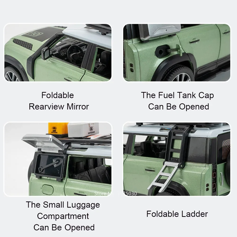 1:24 Land Rover Defender модели игрушечных машин из сплава уличная версия 6 дверей открытая