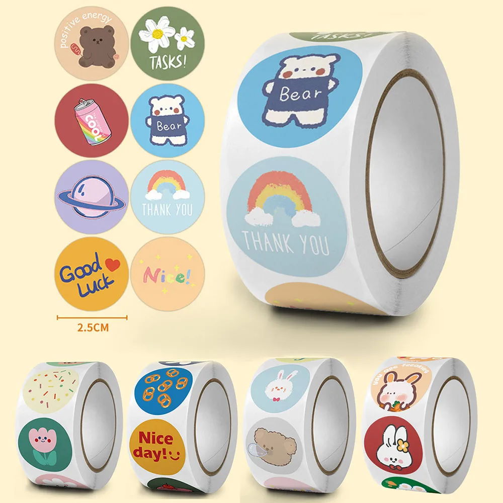 

500pcs Cute Animal Stickers Cartoon Rabbit Decorative Stickers for Gift Wraps Holiday Cards Gift Envelopes Box