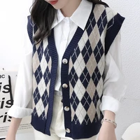 vintage knitted vest womens cardigan v neck vest
