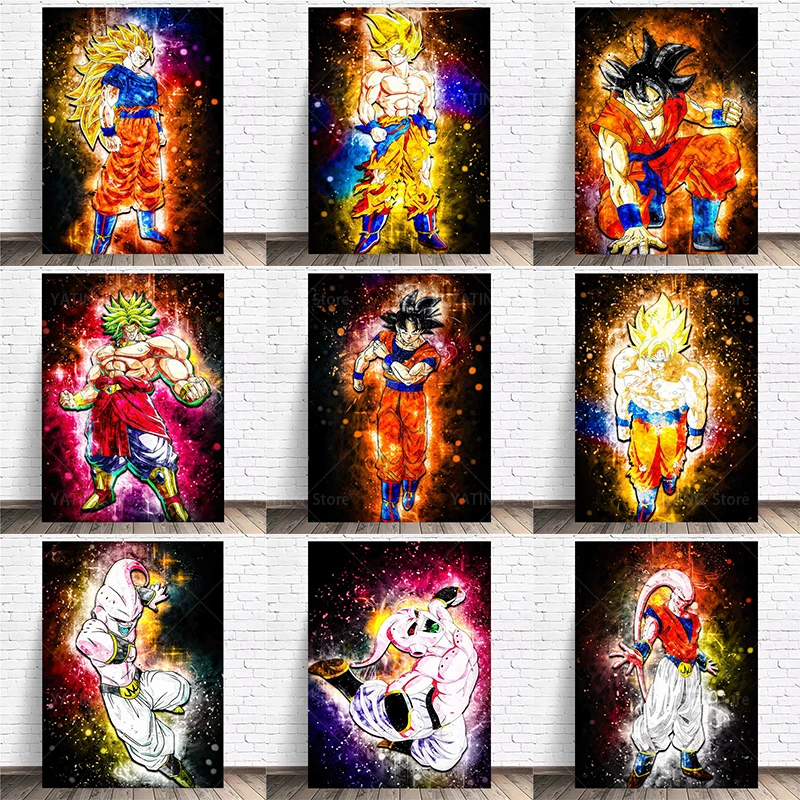 

Dragon Ball Japanese Anime Canvas Painting Watercolor Characters Posters and Prints Goku Vegeta Wall Art Pictures Home Decor