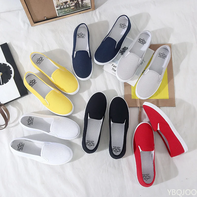 Large Size Women Flats Loafers Canvas Slip on Flat Shoes Woman Sneakers White Casual Shoes Black Ladies Shoes Espadrilles 3
