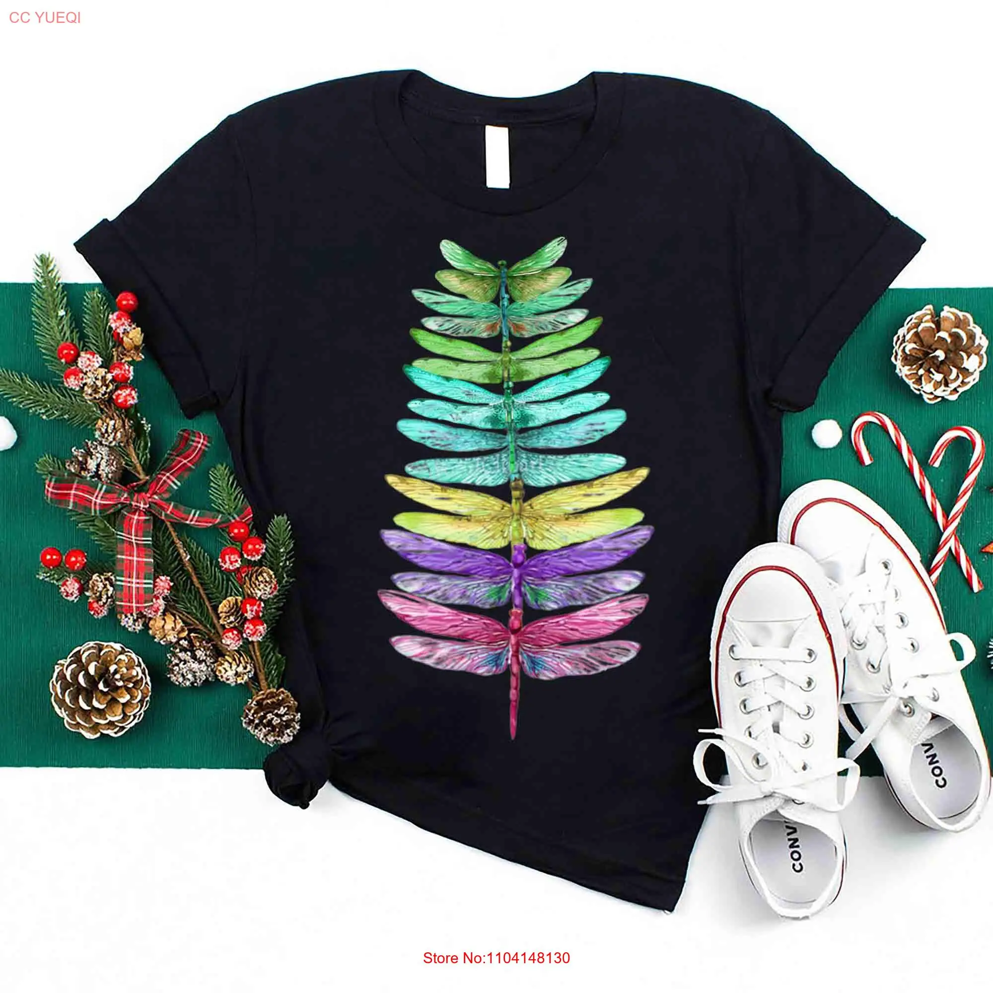 Dragonfly Christmas LighT T Shirt Tree Xmas Lover Animal long or short sleeves |