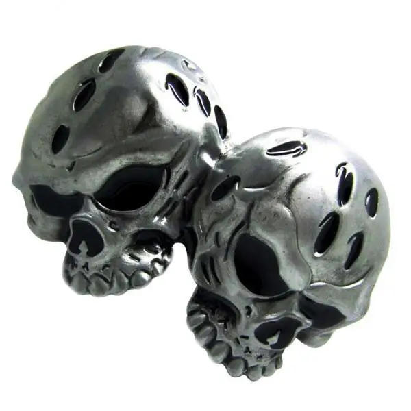 

4x Novelty Vintage Western Belt Buckle 3D Double Skull Head Gothic Clothing Accessories for Women Men