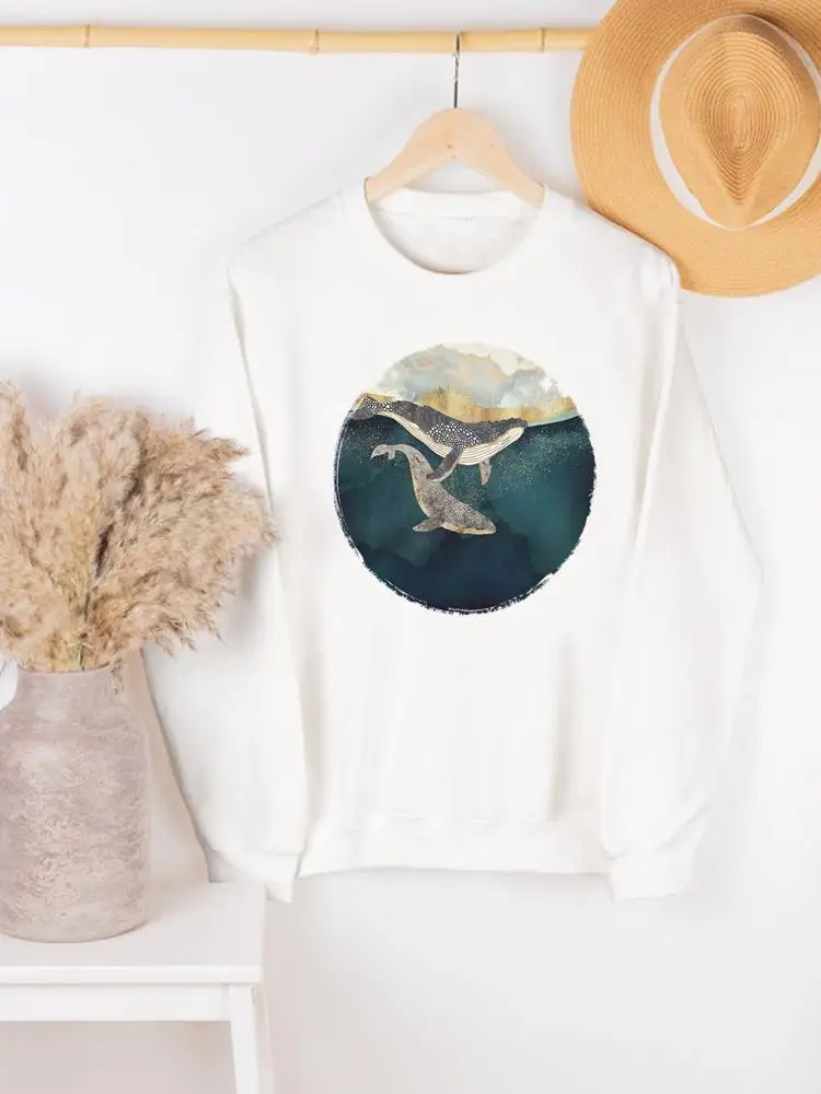 

Watercolor Beach Animal Cute Fall Autumn Fashion Woman Women Pullovers Clothing Lady Print Female Spring Graphic Sweatshirts