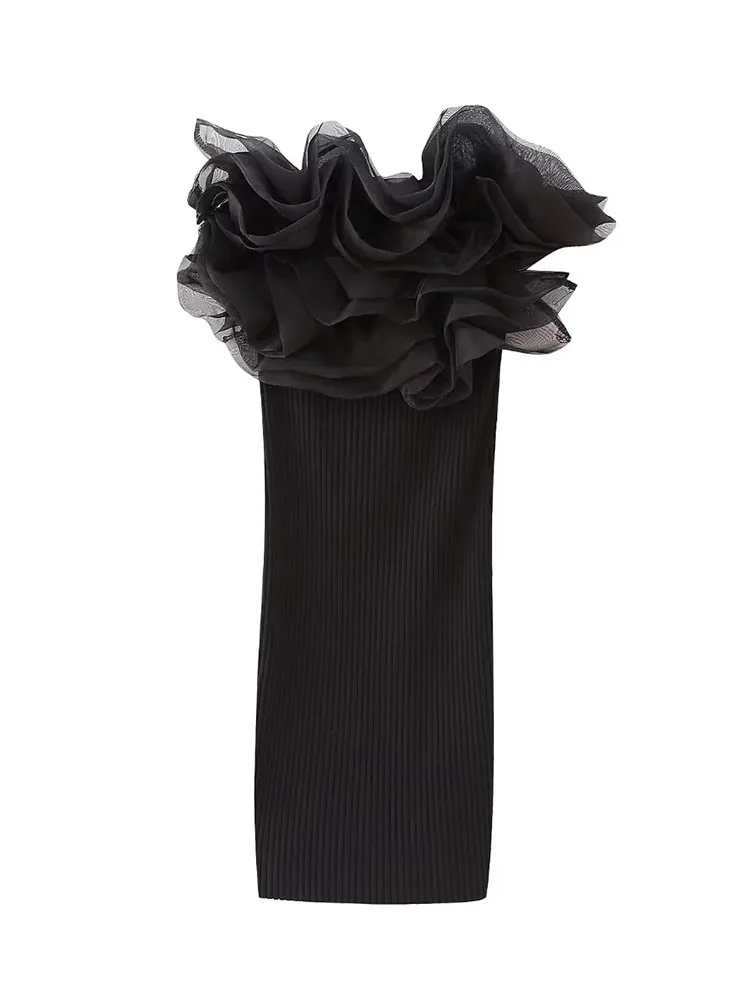 

TRAF 2023 summer new women's fashion nightclub style corset mini skirt strapless party skirt sexy backless tube top dress