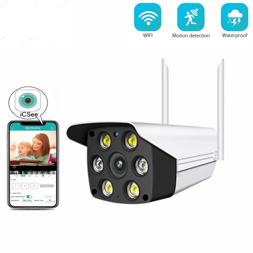 

ICSee 2MP CCTV Wireless IP Camera Outdoor Smart Home Waterproof Bullet WIFI Camera Security Protection Two Ways Audio Hot Sale