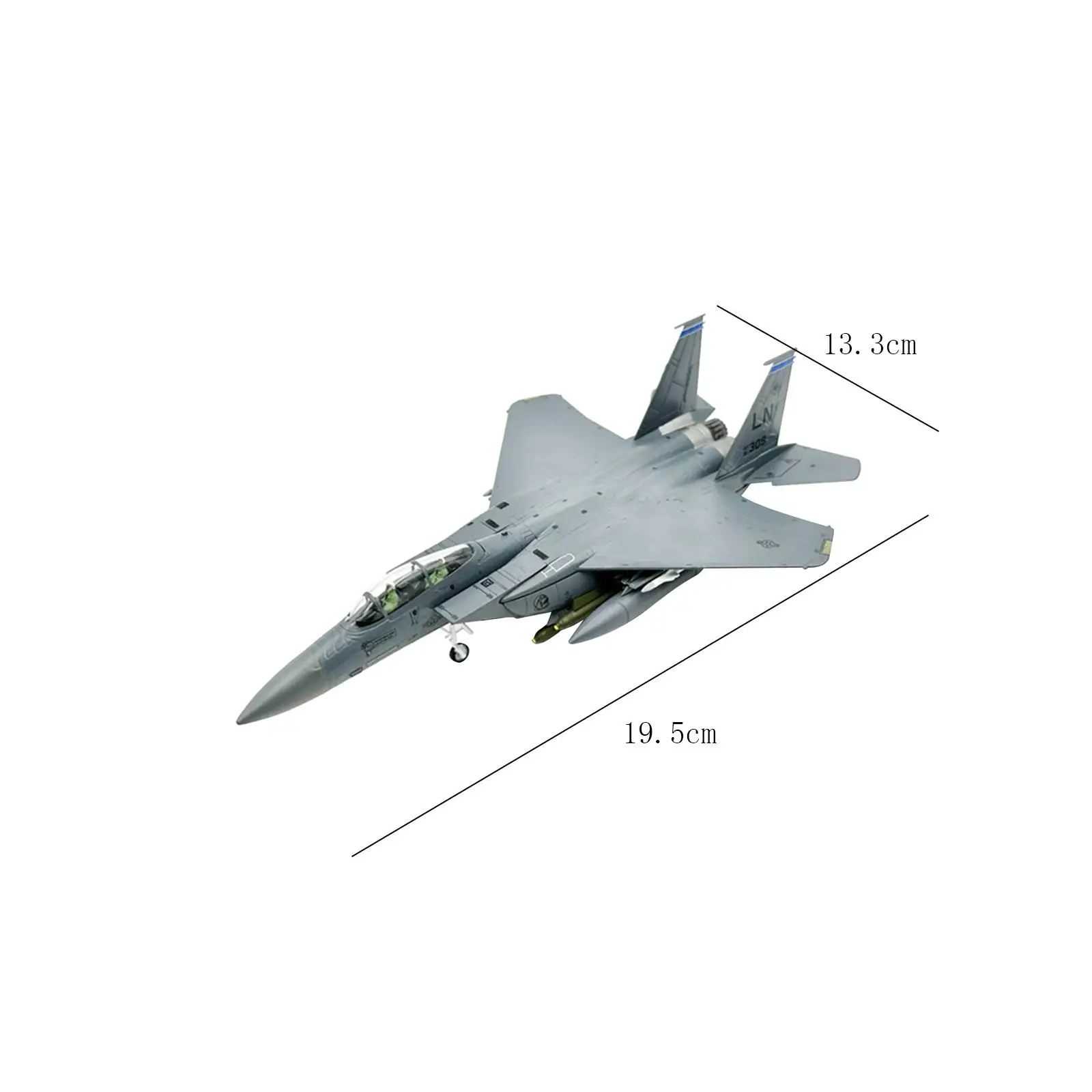 1/100 F15E Fighter Diecast Model Airplane with Base for Bar Office Bookshelf