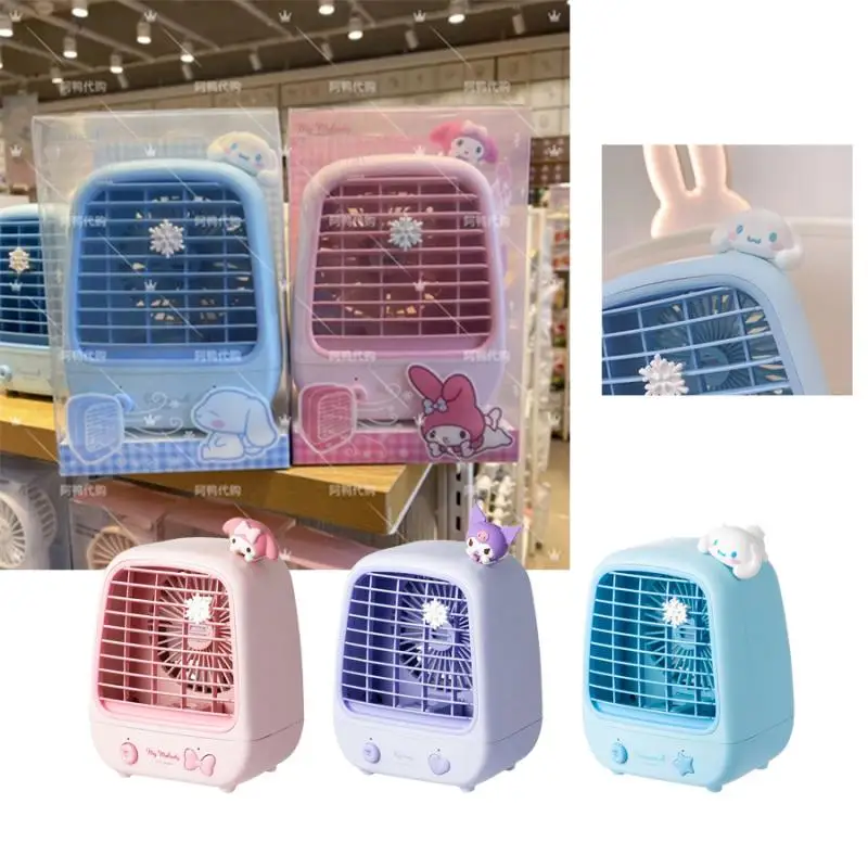 

Kawaii Melody Cinnamoroll Desktop Spray Summer Air Cooler Anime Kuromi Students Small Fan Cute Spray Aromatherapy for Kid Gift