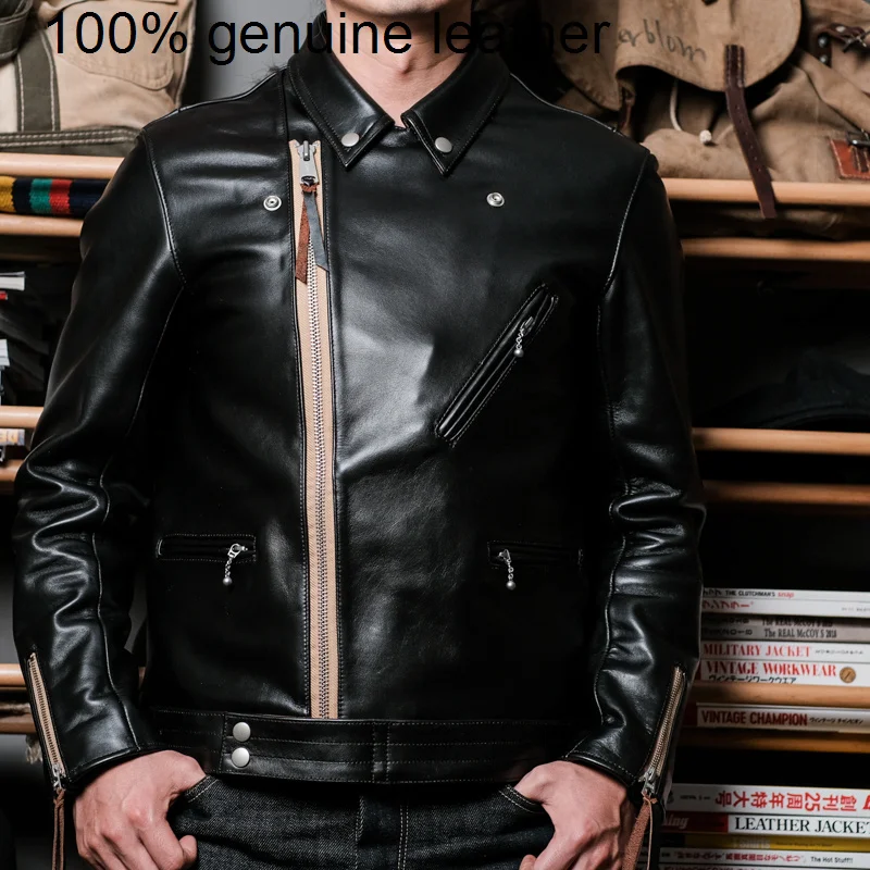 

rider High SS02 classic British clothes 441 style heavy tea core Calfskin jacket.Luxury quality leather