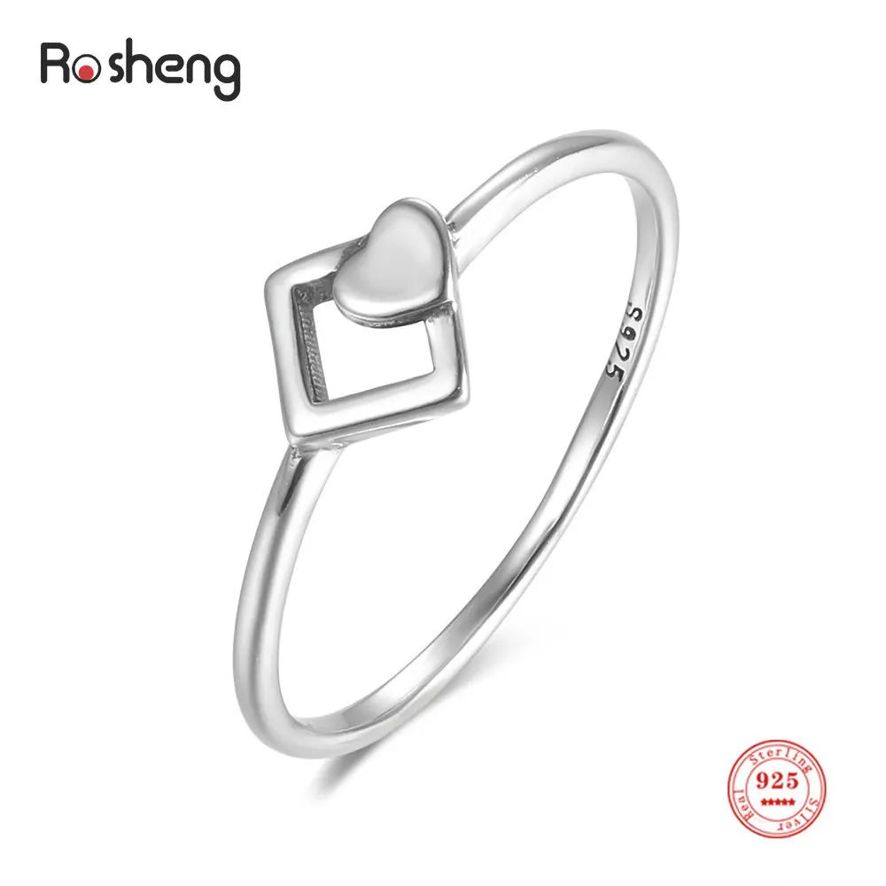 

2022 Creative Trendy Geometric Match Finger Ring 925 Silver Original Korean Version for Women Girls Fine Jewelry Birthday Gifts