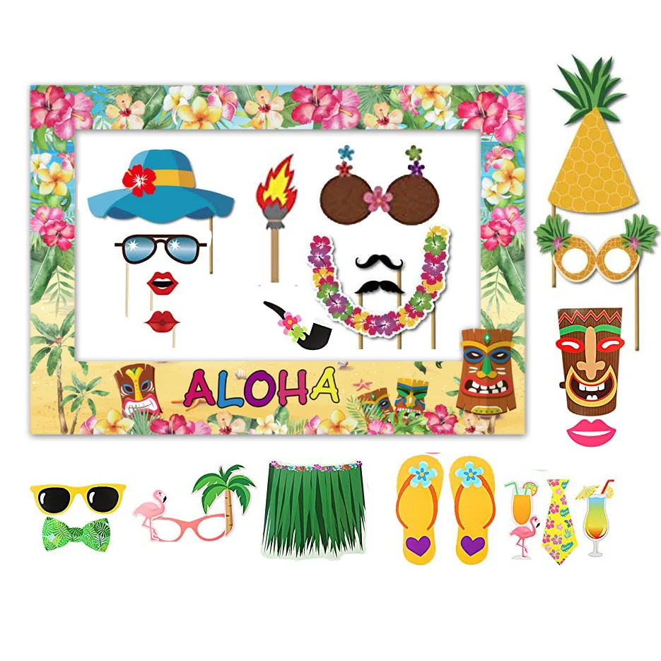 

Фоторамка Aloha реквизит для фото вечеринок для Гавайской вечеринки, реквизит для детской вечеринки, декор для лета, пляжа, дня рождения, детск...