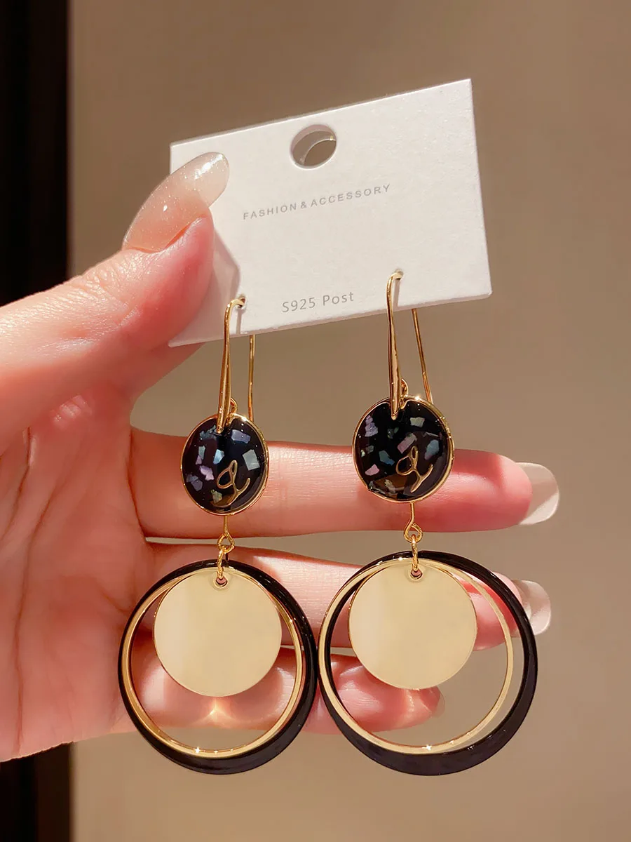 Высококачественные длинные круглые серьги в стиле ретро с преувеличенным