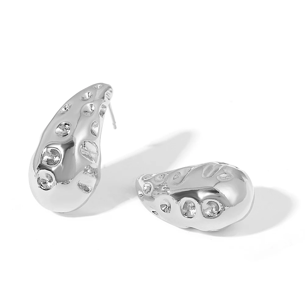 Женские массивные серьги-гвоздики AENSOA в форме капли золотистого цвета с неровной