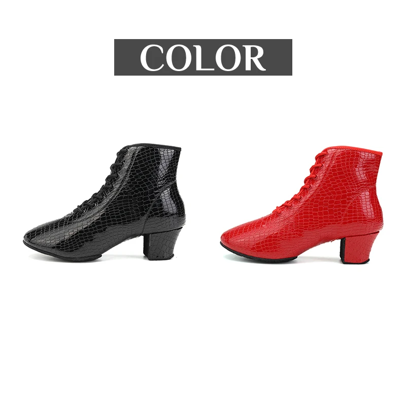 DKZSYIM NEW Women Latin Short Boots Ballroom Jazz Modern Dance Shoes Lace Up Dancing Boots Red Black Sports Dancing Sneakers