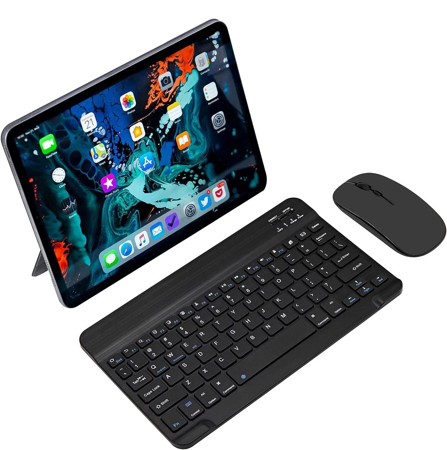 

Ultra-Slim Bluetooth Keyboard Bluetooth Mouse Portable Mini Wireless Keyboard Rechargeable for Tablet iOS Android Windows