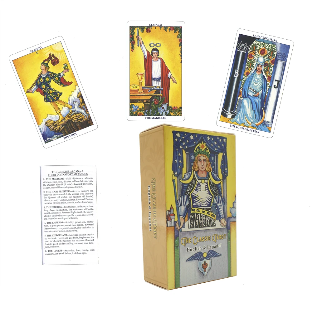 

Tarot Cards in Spanish Divination Deck for Beginners with Guide Book Board Games Astrology Predictions Spanish Tarot Oracle Deck