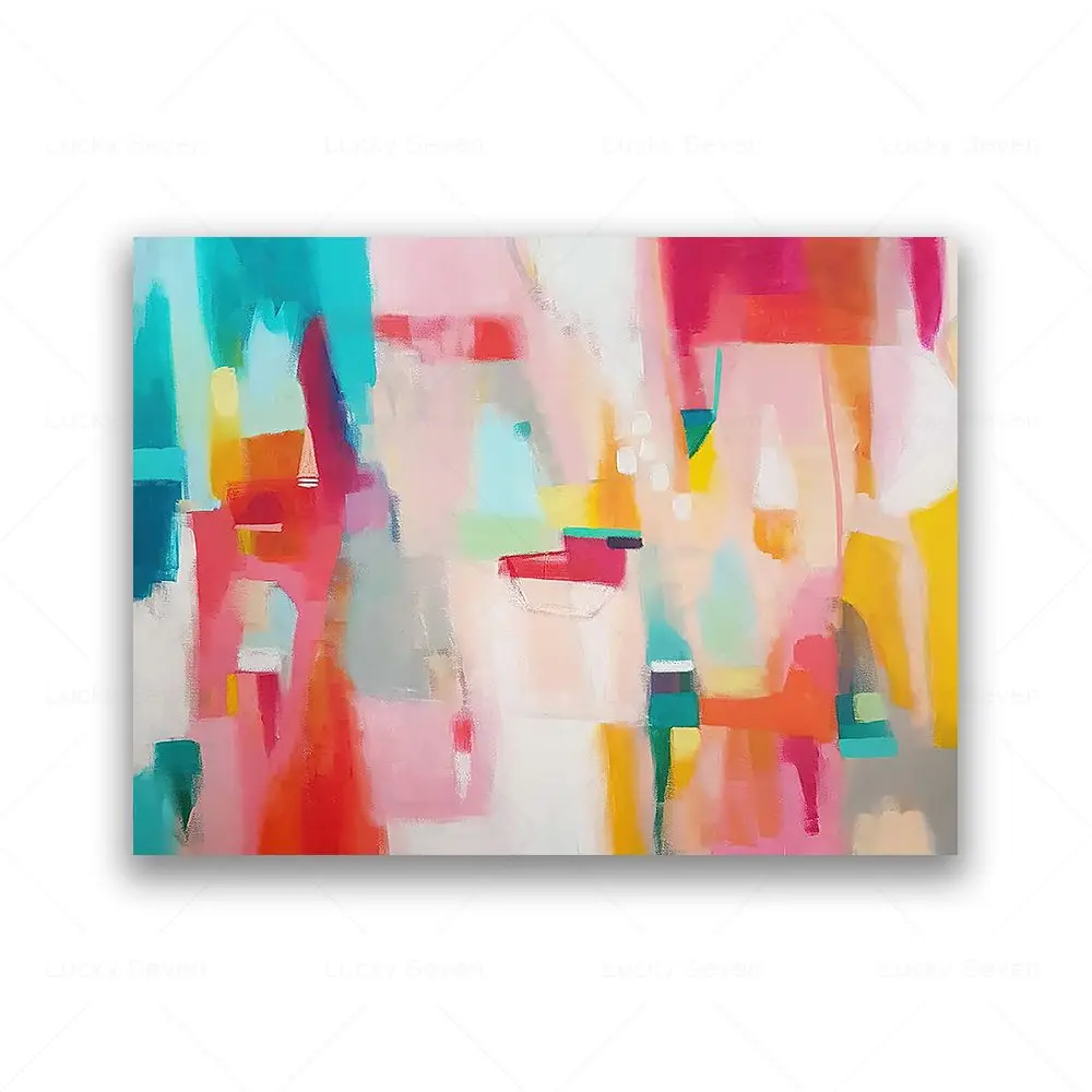

Веселые абстрактные искусства, красочные геометрические фотообои на холсте, современные минималистичные скандинавские плакаты, картина, домашний Настенный декор