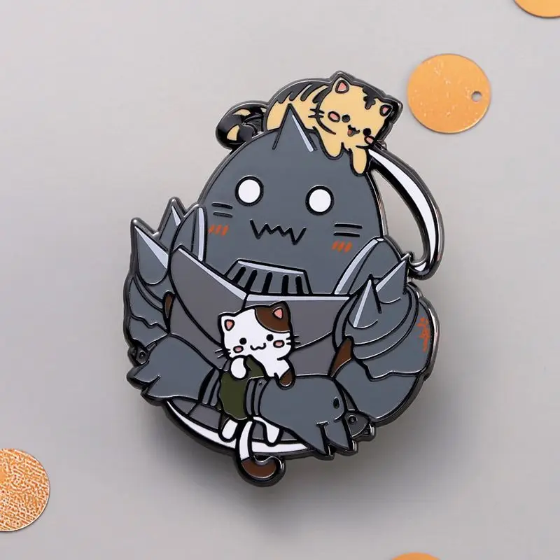 Hot Anime Fullmetal Alchemist Figure Alphonse Elric Q-Version Cute Alloy Brooch Cosplay Decoration Bag Jewelry Accessories Toys