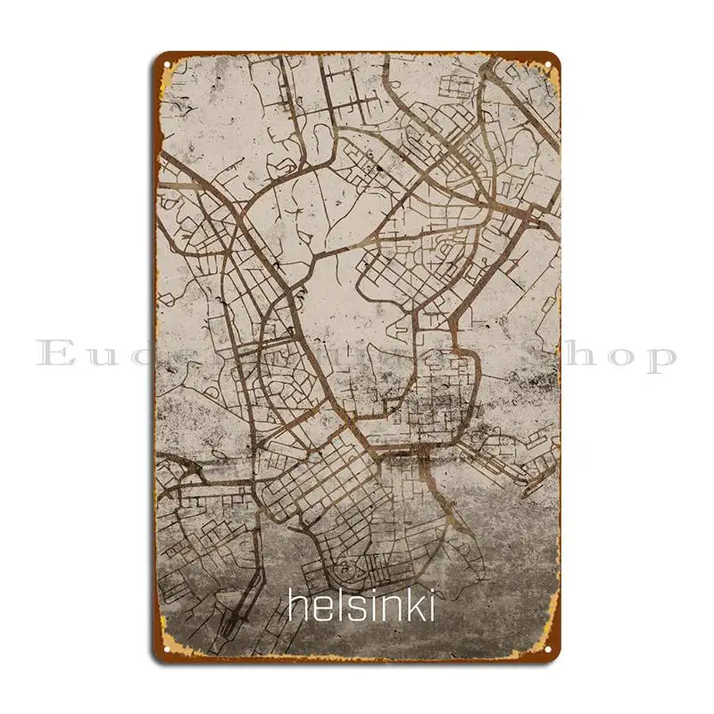 Хельсинки, деревенская Карта города, металлическая табличка, настенная фотография, дизайнерский плакат