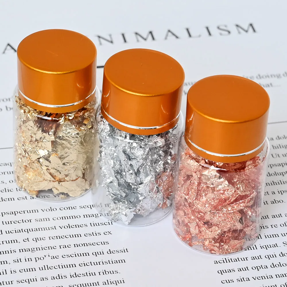 

1Botttle Irregular Aluminum Foil Paper Nail Art Sticker 3D Rose Gold Silver Glitter Manicure UV Gel Polish Nail Decoration Tools