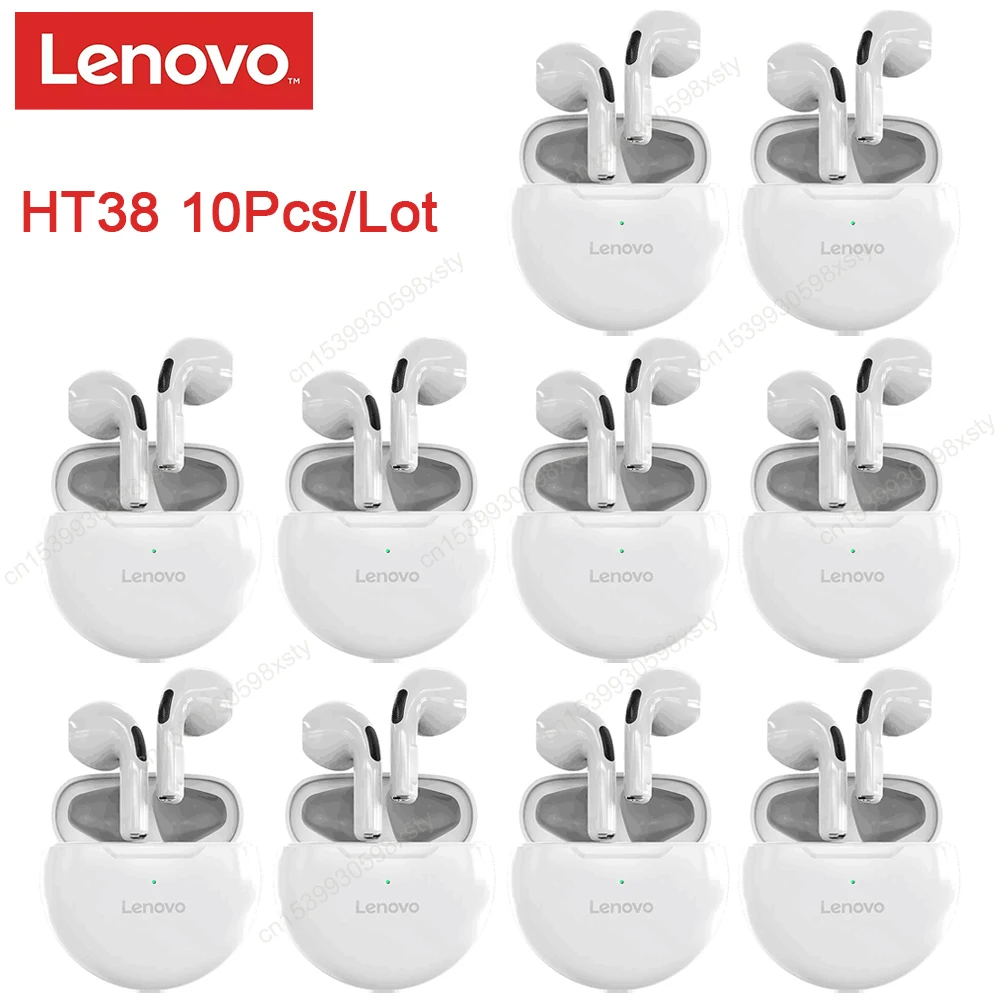 TWS-наушники Lenovo HT38 с микрофоном и поддержкой Bluetooth, 10 шт./комплект TWS-наушники Lenovo HT38 с микрофоном и поддержкой Bluetooth, 10 шт./комплект