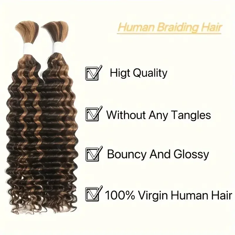 Boho Braids человеческие волосы Объемное плетение волос 100% Глубокая волна без утка