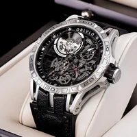 oblvlo brand sport skeleton automatic mechanical watches for men self wind rubber strap sapphire waterproof shockproof clock lm