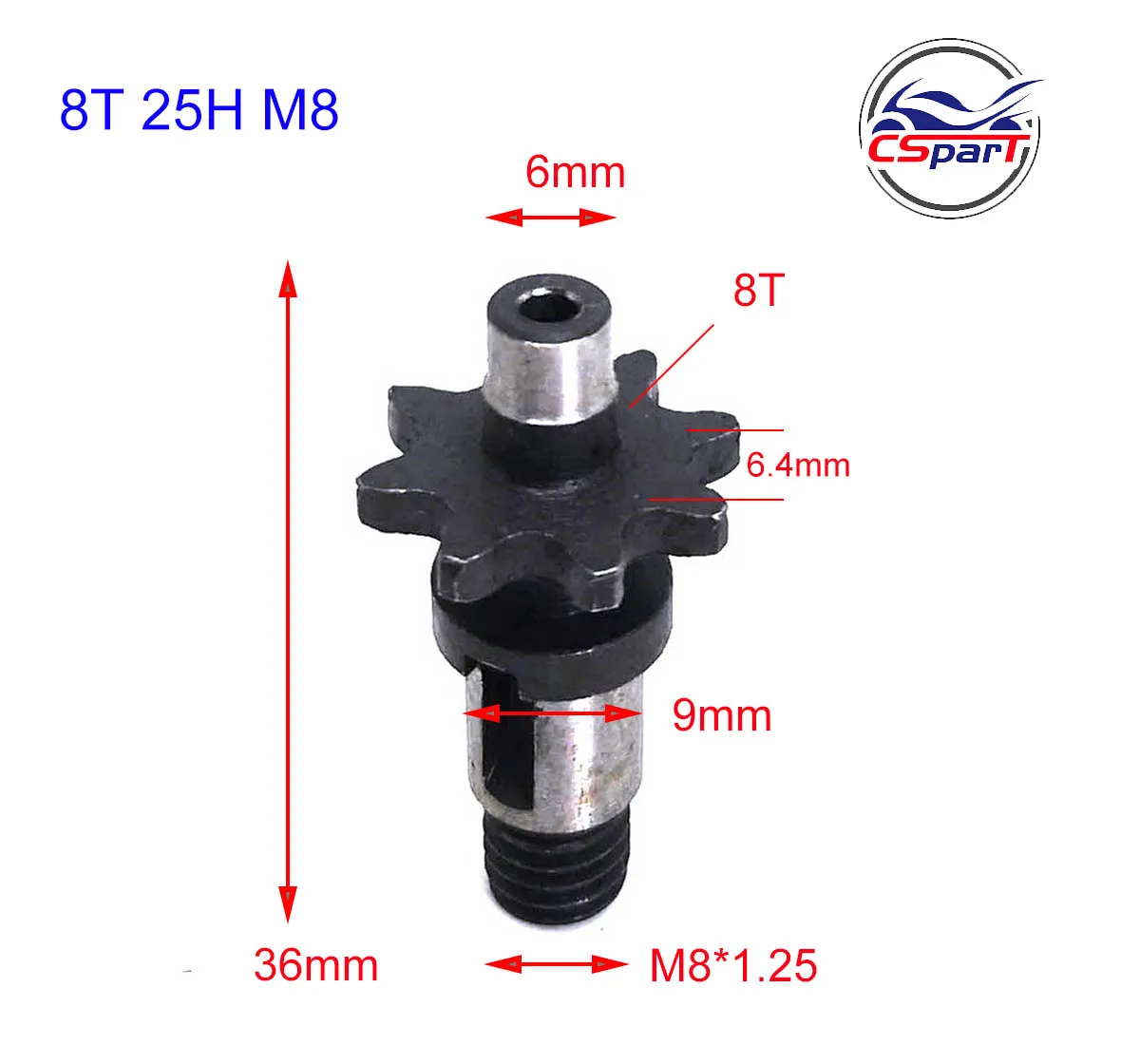 

Передняя Звездочка сцепления цепи 6T 7T 8T 9T 25H T8F M8 M10 для двигателя 47cc 49cc 39CC Blata, карманного велосипеда, мини-мотовездехода, квадроцикла