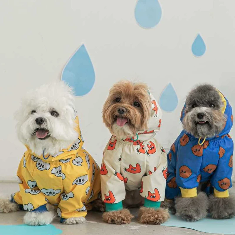 

Pet Dog Clothes Waterproof All Inclusive Raincoat Raincoat Poncho Medium Small Dog Four legged Hooded Teddy Jacket Outdoor Breat