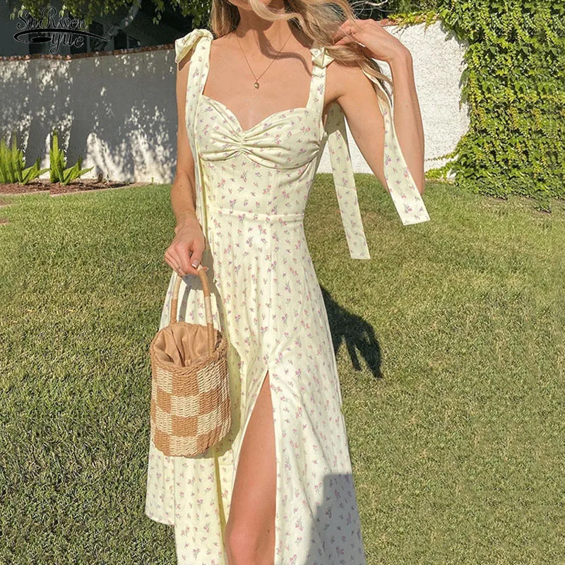 

2022 Summer Floral Print Dress for Women Backless Sleeveless Split Y2K Dresses Beach Party Club Casual Dress Vestidos 20470