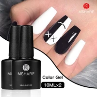 mshare 10ml black and white nail gel polish 2pcs set semi permanent soak off gel uv nails color gel varnish nail art