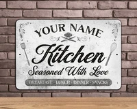personalized nostalgic kitchen sign aluminumcustom wood appearance metal bar sign