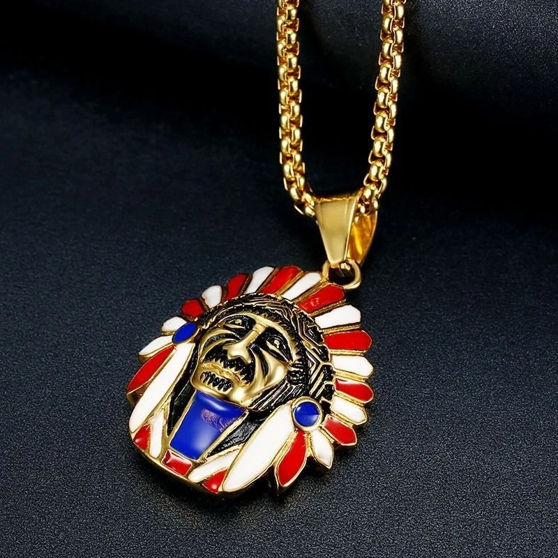 Ожерелье мужское из титановой стали с позолотой в стиле хип-хоп