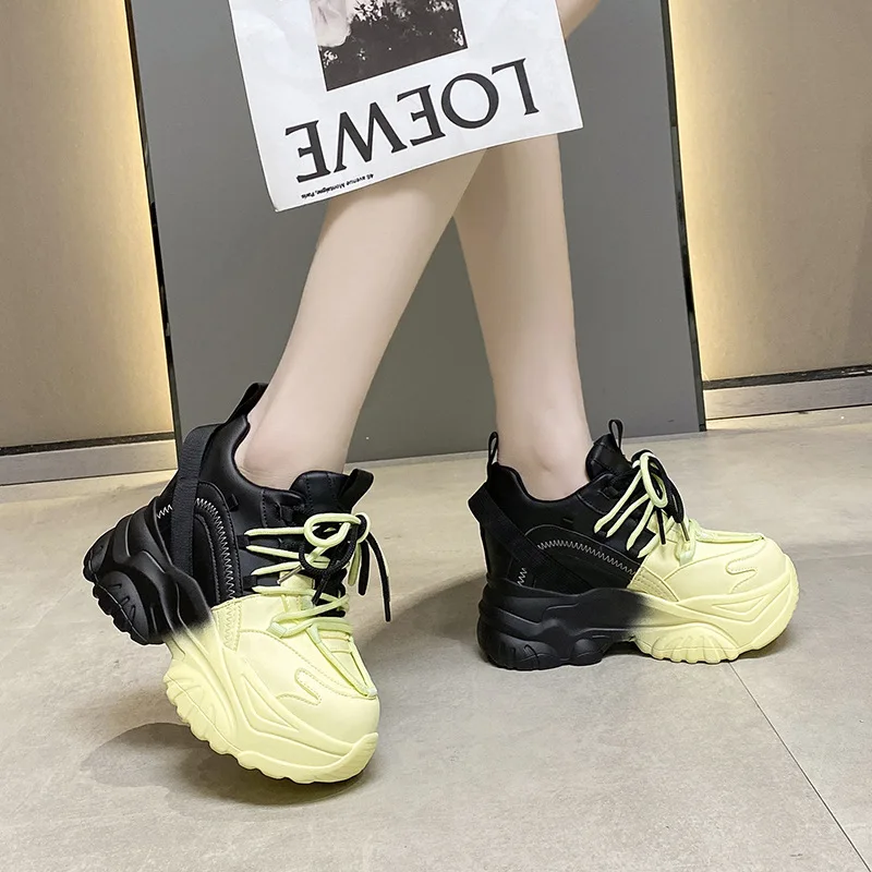 Comemore Women's High Platform Chunky Sneakers Woman 2022 Fashion Women Sports Shoes Pink White Sport Sneaker Tennis Elegant 34