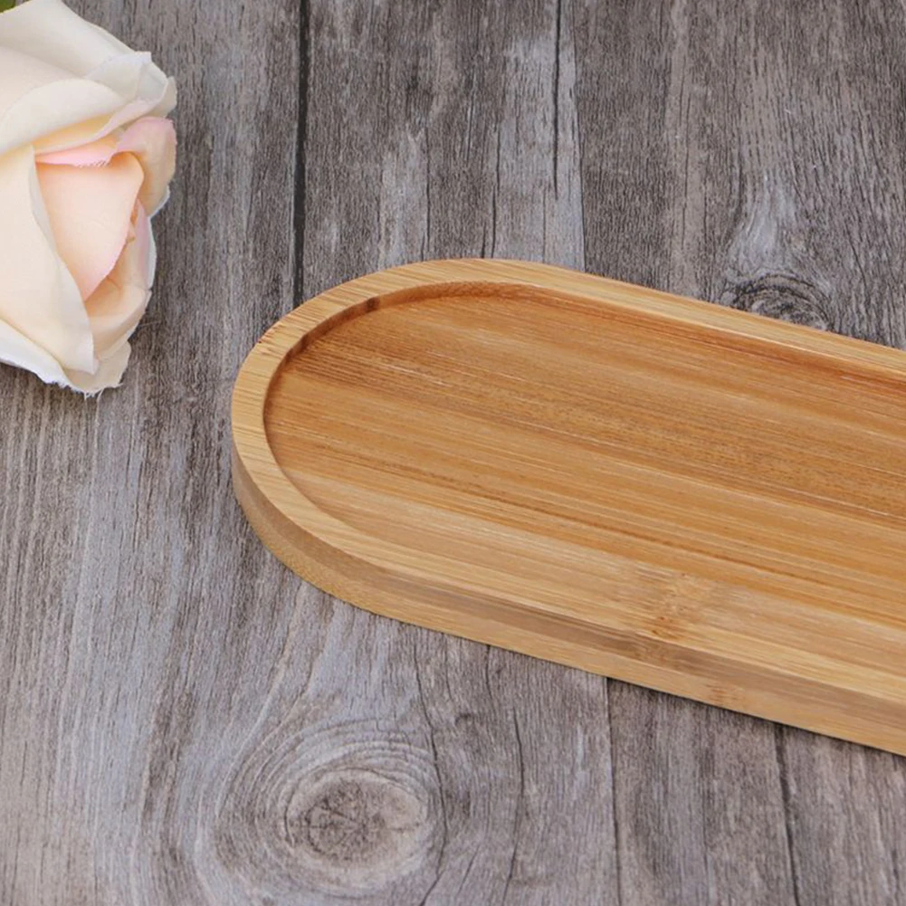 Овальная бамбуковая деревянная подставка для блюдце поднос растений держатель