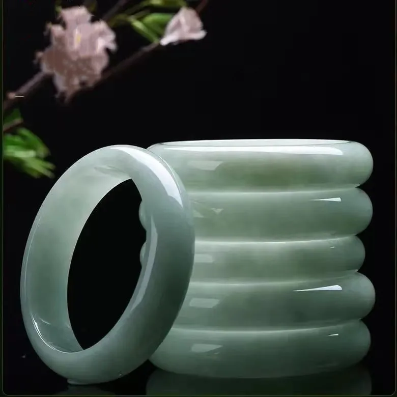 

Exquisite Jade Bracelet Women's A Goods Light Green Floating Flower Bangle Cheongsam Accessories Temperament Simple Jewelry Gift
