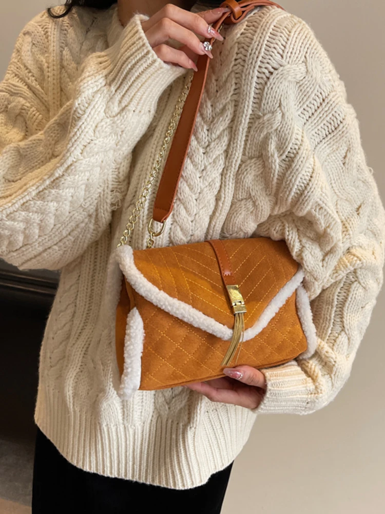 Корейский стиль женские плюшевые сумки через плечо дизайнерская брендовая