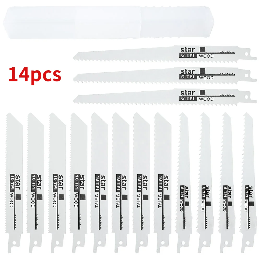 

Сабельная пила 14 шт., Сабельная пила для резки дерева, металла, ПВХ труб