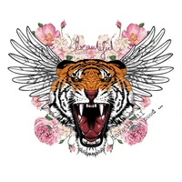 oeteldonk new flowers tiger patches on clothes mans t shirt applique diy animal iron on transfers for clothing thermal stickers
