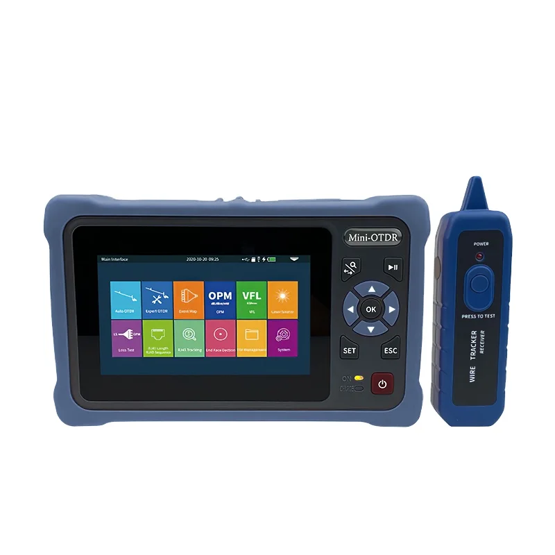 

MINI OTDR 1310/1550nm 26/24dB Fiber Optic Reflectometer Touch Screen VFL OLS OPM Event Map Ethernet Cable Tester