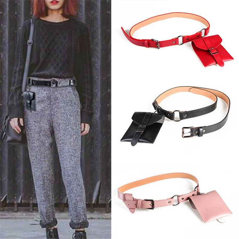 

GOOWAIL 2022 New Fashion Personalized Thin Belt For Women Cute Small Bag Decoration Detachable Mobile Phone Bag Wallet Belts