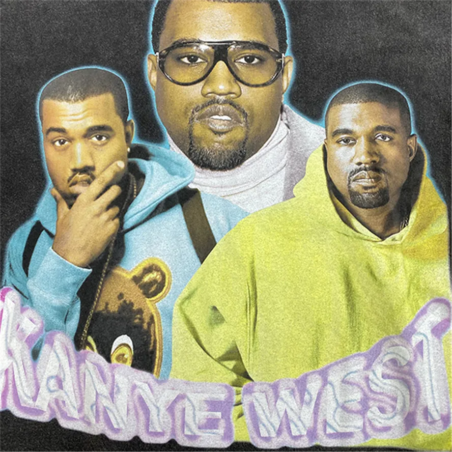 2022ss винтажная черная Kanye West Graphic футболка для мужчин и женщин высокое качество Ye Tee
