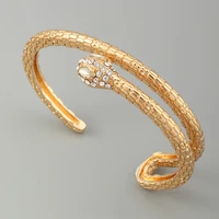 new fashion gold punk snake crystals cz opening bracelet bangles for man women adjustable animal snake jewelry gifts