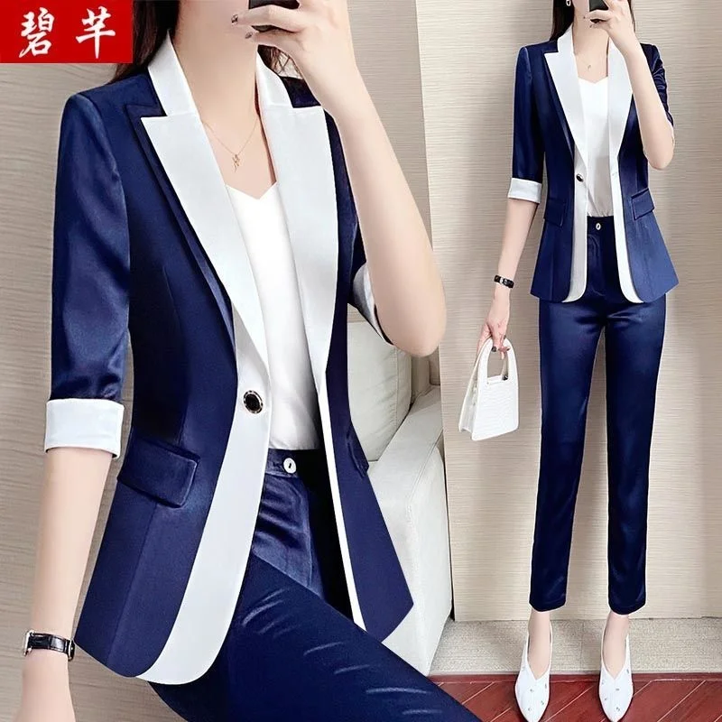 2022 Woman Blazer Coat Female Purple High Sense Fake Two Piece Fashion Temperament Professional Suit Summer Clothes For Ukraine