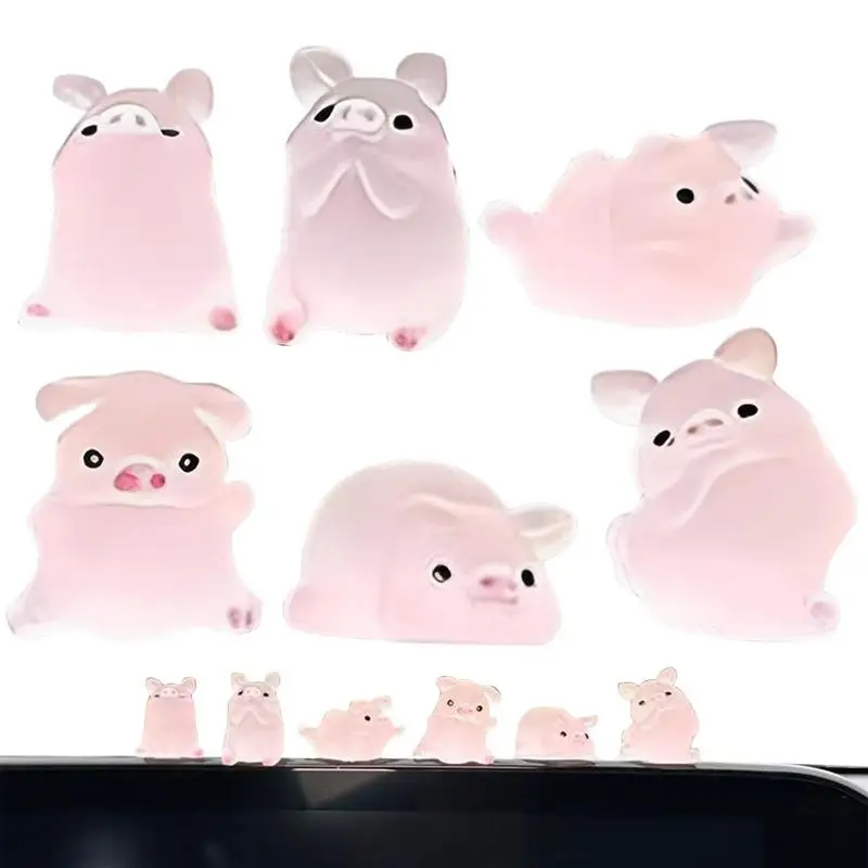 

Милая мультяшная фотография, светящаяся свинка, украшение для приборной панели автомобиля, сетка, красная девушка, центральная консоль, мини-украшение интерьера автомобиля