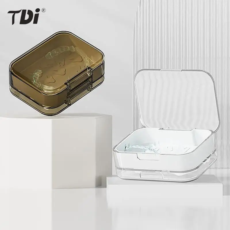 

2 Layers Orthodontic Retainer Braces Storage Box With Teeth Soaking Denture Cleaning Tooth Storage Portable Case