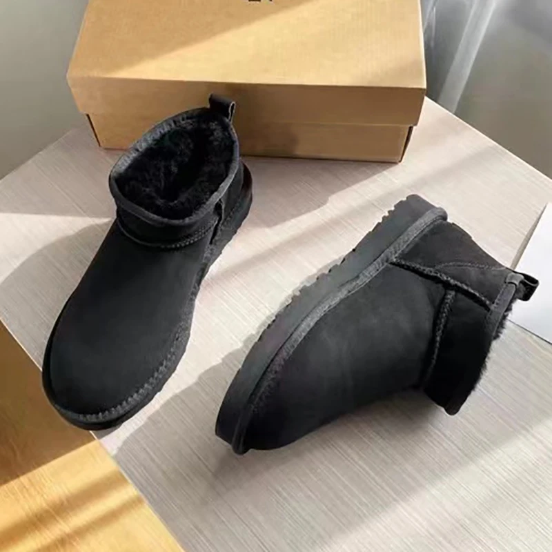 Зимние ботинки женские Tazz Platform Ultra Mini 2024 новые зимние короткие из овчины шерсти