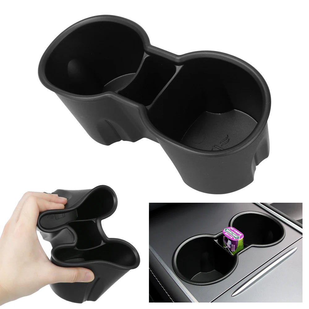 

For Tesla Model 3/Y Console Drinking Bottle Insert Holder Double Hole Universal Car Water Cup Holder Auto Interior Accessories